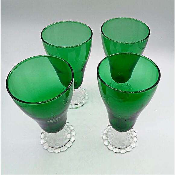 Vintage Green Glass Anchor Hocking Glasses - Picture 2 of 3
